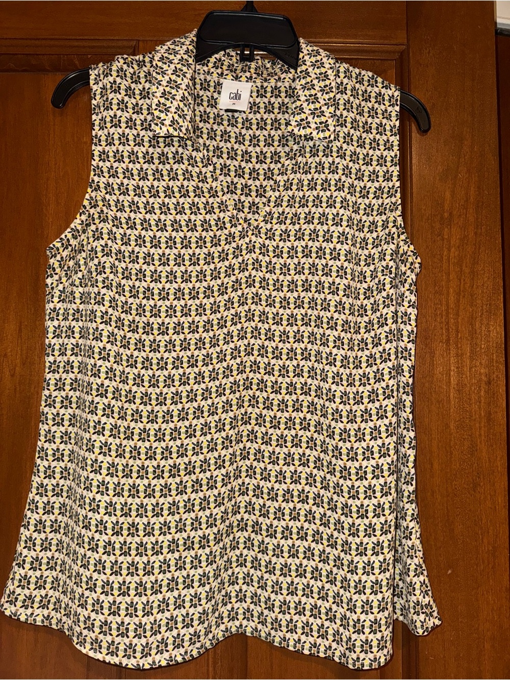 CAbi Cream  Sleeveless Collared Shell Top